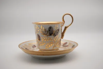 Biedermeier Butterfly Cup and Saucer, view 1 of 6
