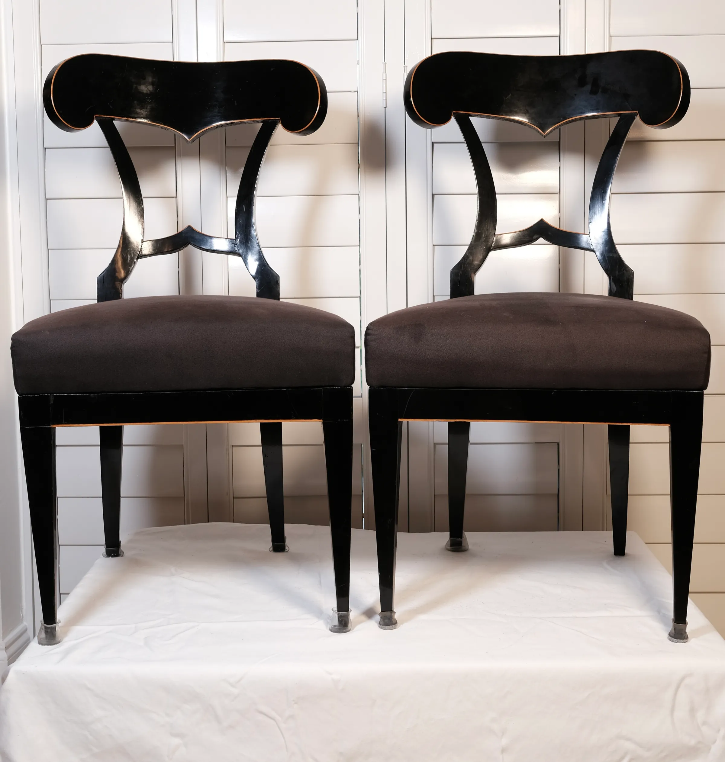 Pair of Ebonized Biedermeier Side Chairs, view 1 of 4