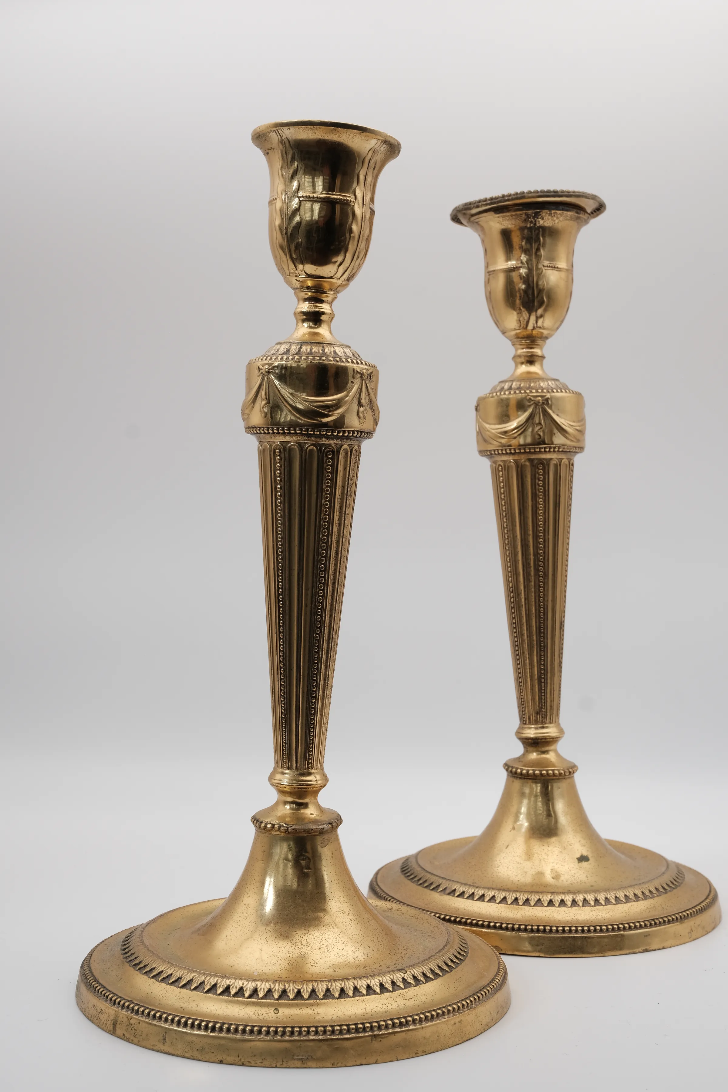 Pair of Gold Plated Silver Candlesticks, view 1 of 2